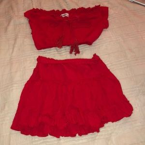 Hot red two piece set